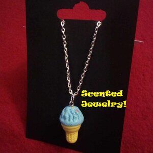 Handmade Miniature Food Kawaii Cosplay  Blueberry Scented Ice Cream Necklace!